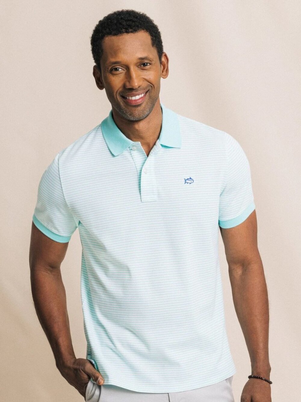 Southern Tide Skipjack Polo | Blue White Stripe | Men's Medium